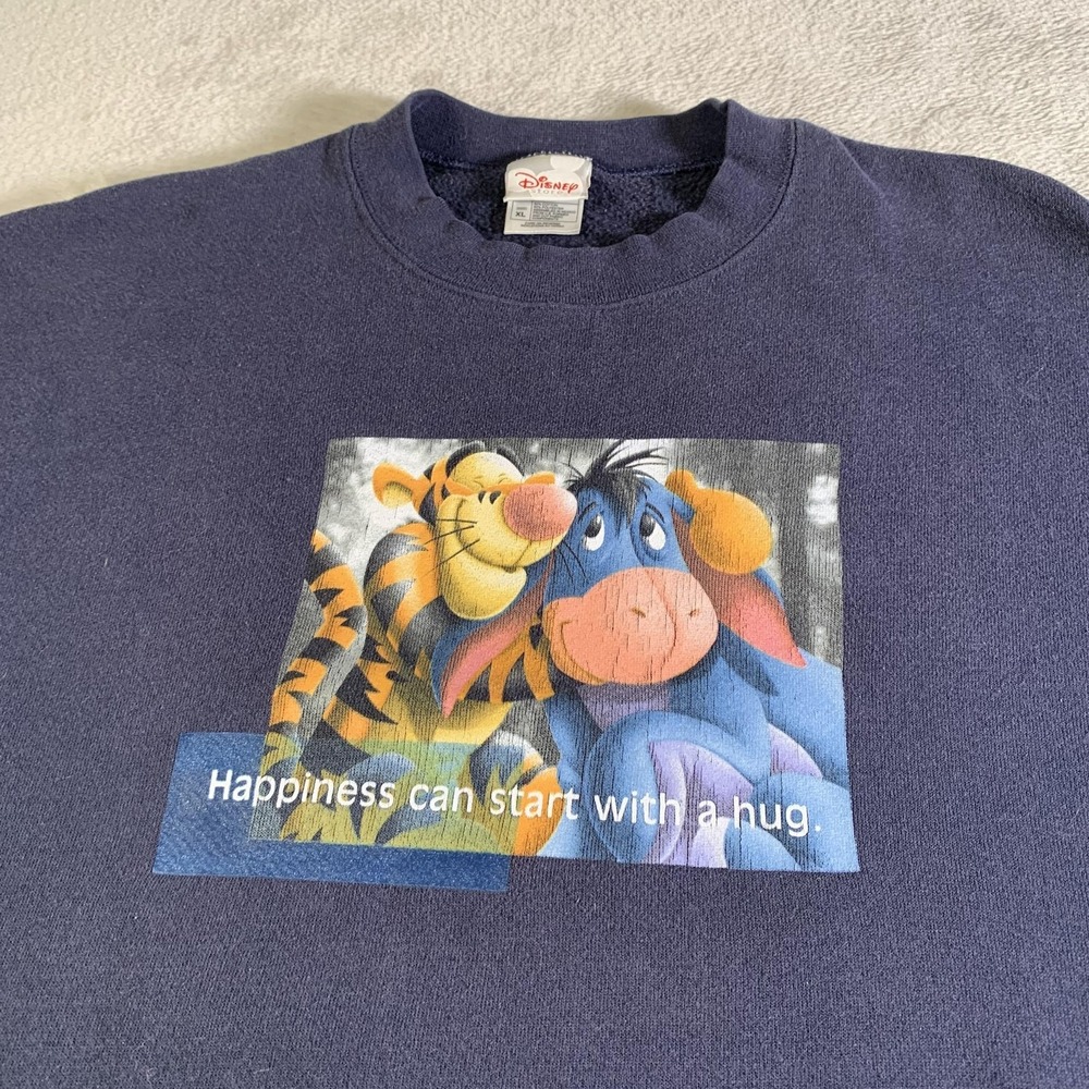 Vintage Disney Store Sweatshirt Mens XL Blue Tigger Eeyore Graphic Crewneck 90s